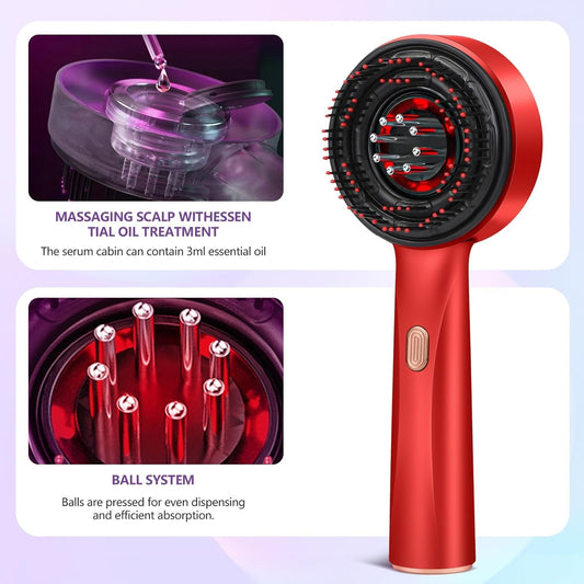 Electric Scalp Massager with Oil Applicator (Red)